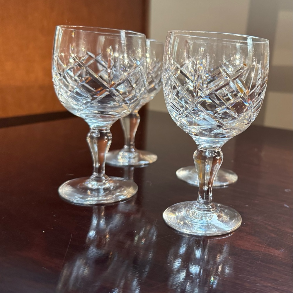 Set of 4 Thomas Webb (England) vintage cut crystal stem ware